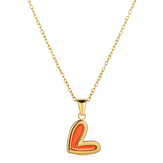 Ajatine gold heart pendant necklace, elegant heart necklace for women