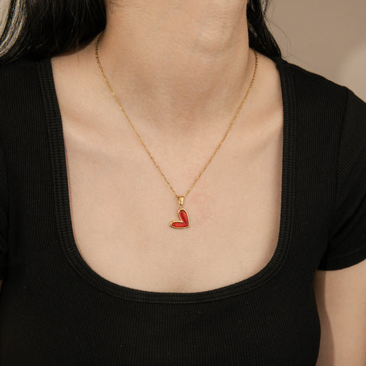 Ajatine gold heart pendant necklace, elegant heart necklace for women