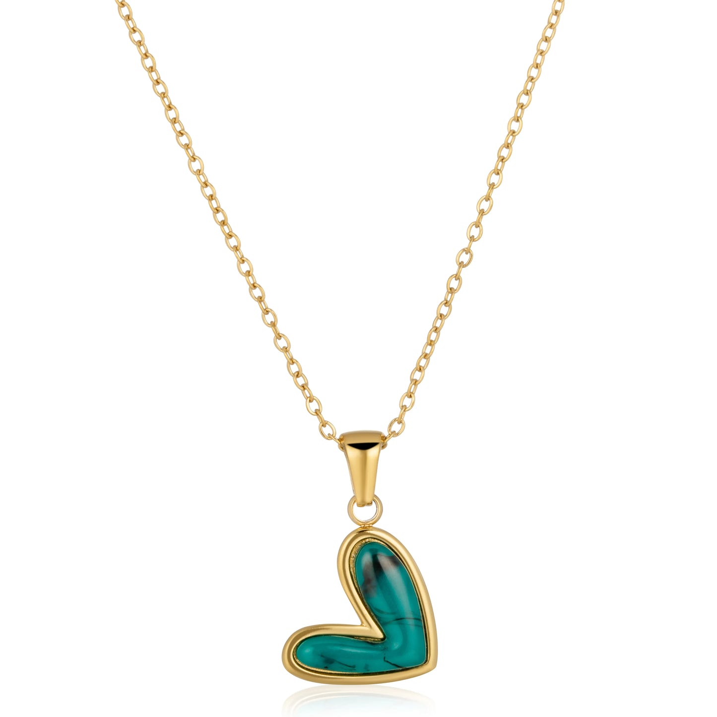 Ajatine gold heart pendant necklace, elegant heart necklace for women