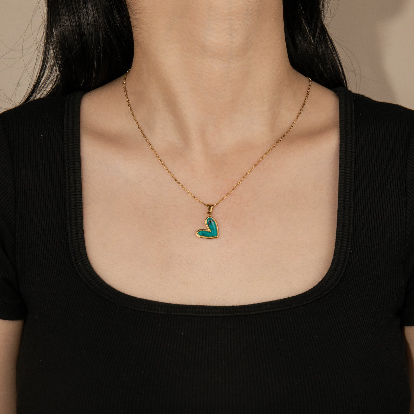 Ajatine gold heart pendant necklace, elegant heart necklace for women