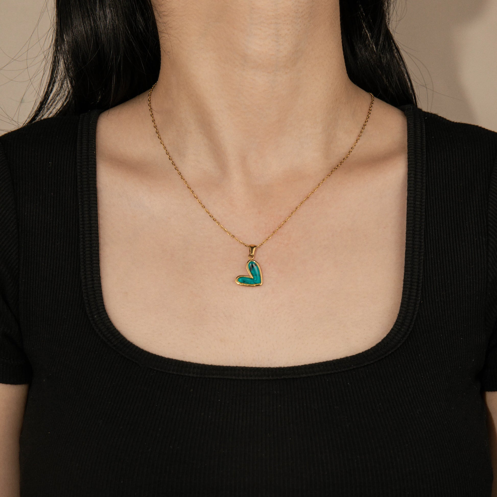 Ajatine gold heart pendant necklace, elegant heart necklace for women