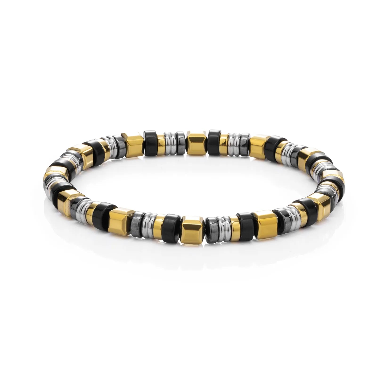 Ajatine men's beaded bracelet with black gold stainless steel design