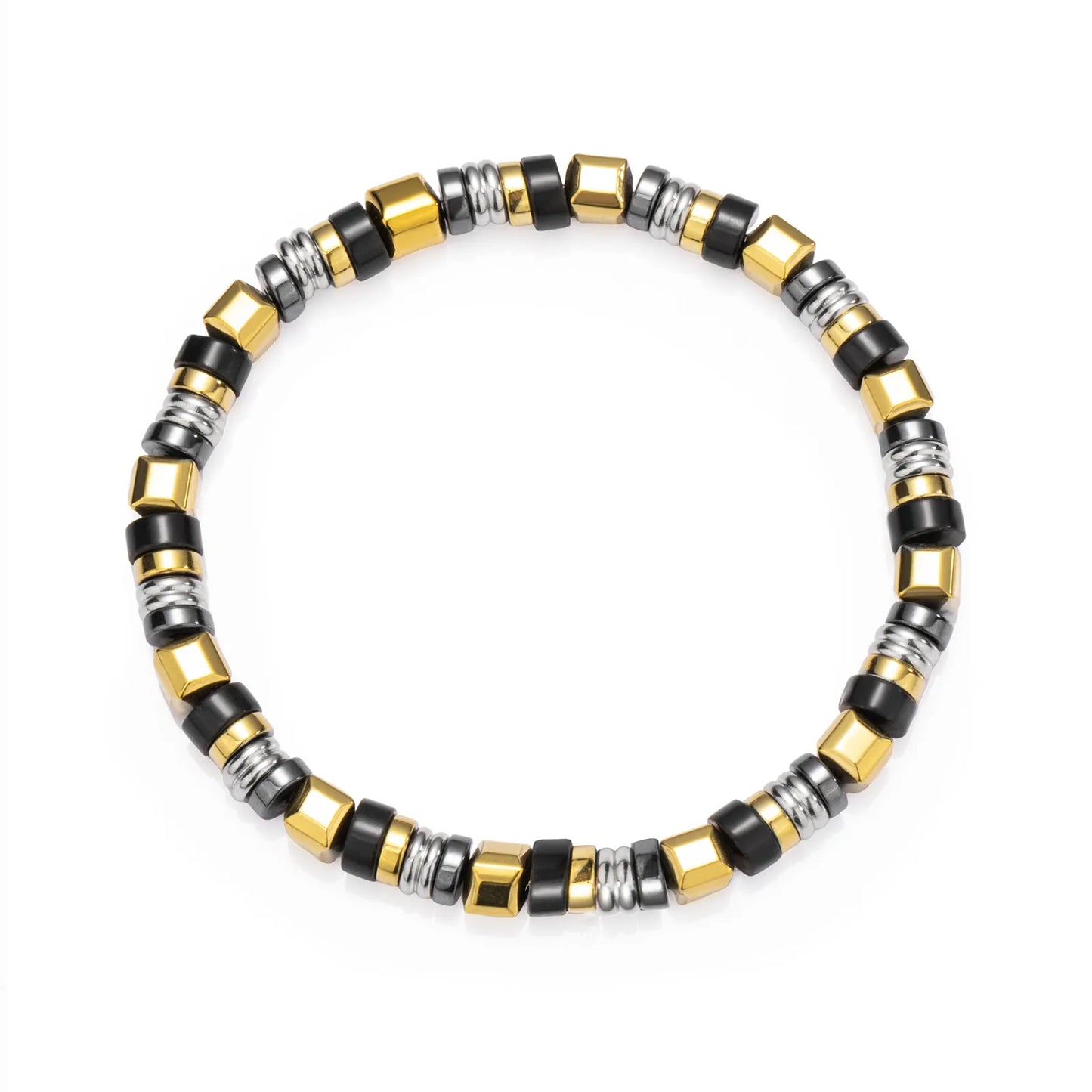 Ajatine men's beaded bracelet with black gold stainless steel design