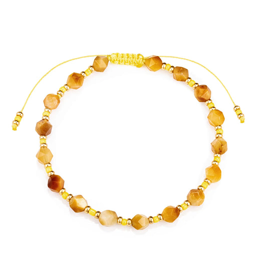 Ajatine yellow braided beaded bracelet, handmade, adjustable