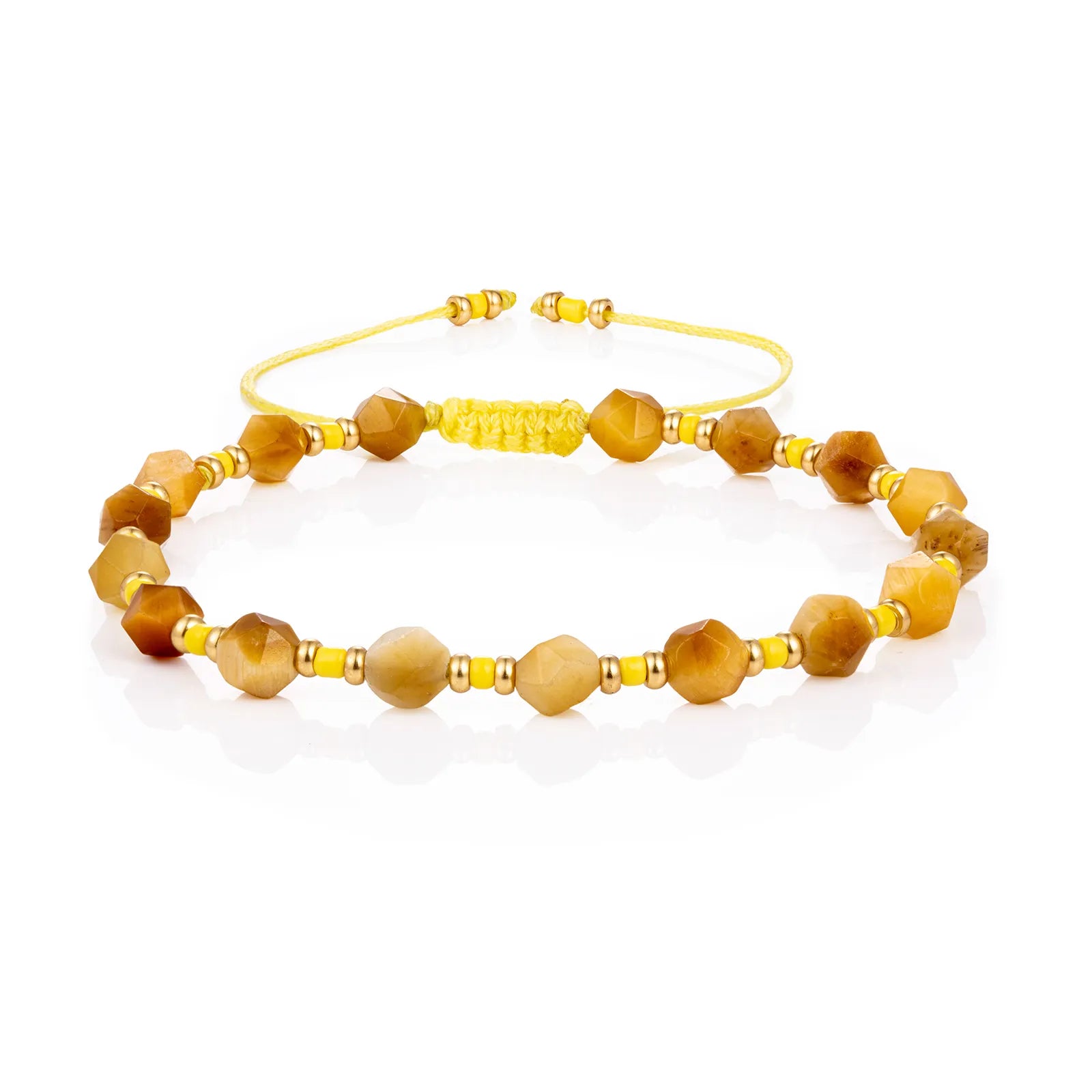 Ajatine yellow braided beaded bracelet, handmade, adjustable