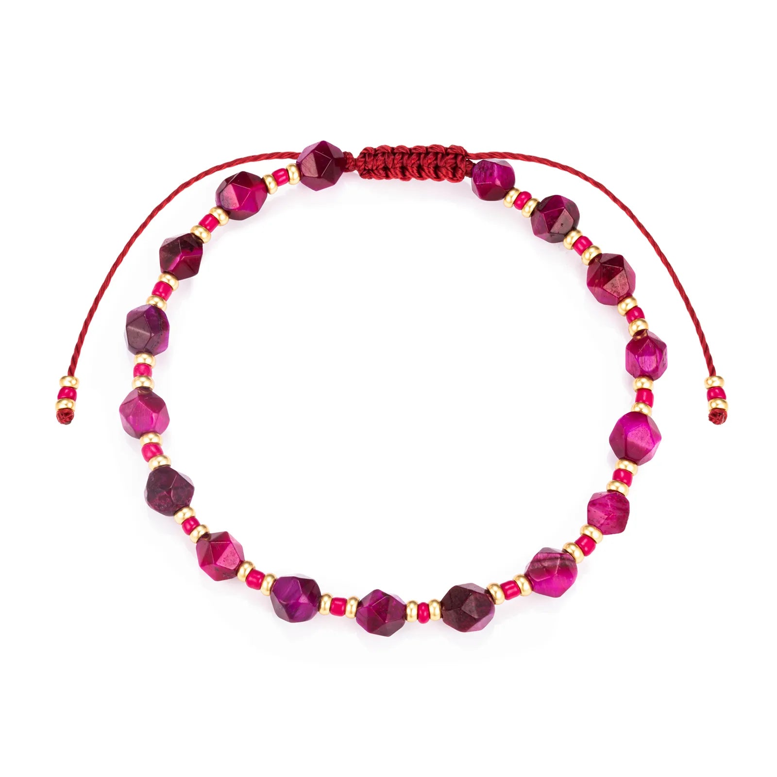 Ajatine pink braided beaded bracelet, handmade, adjustable