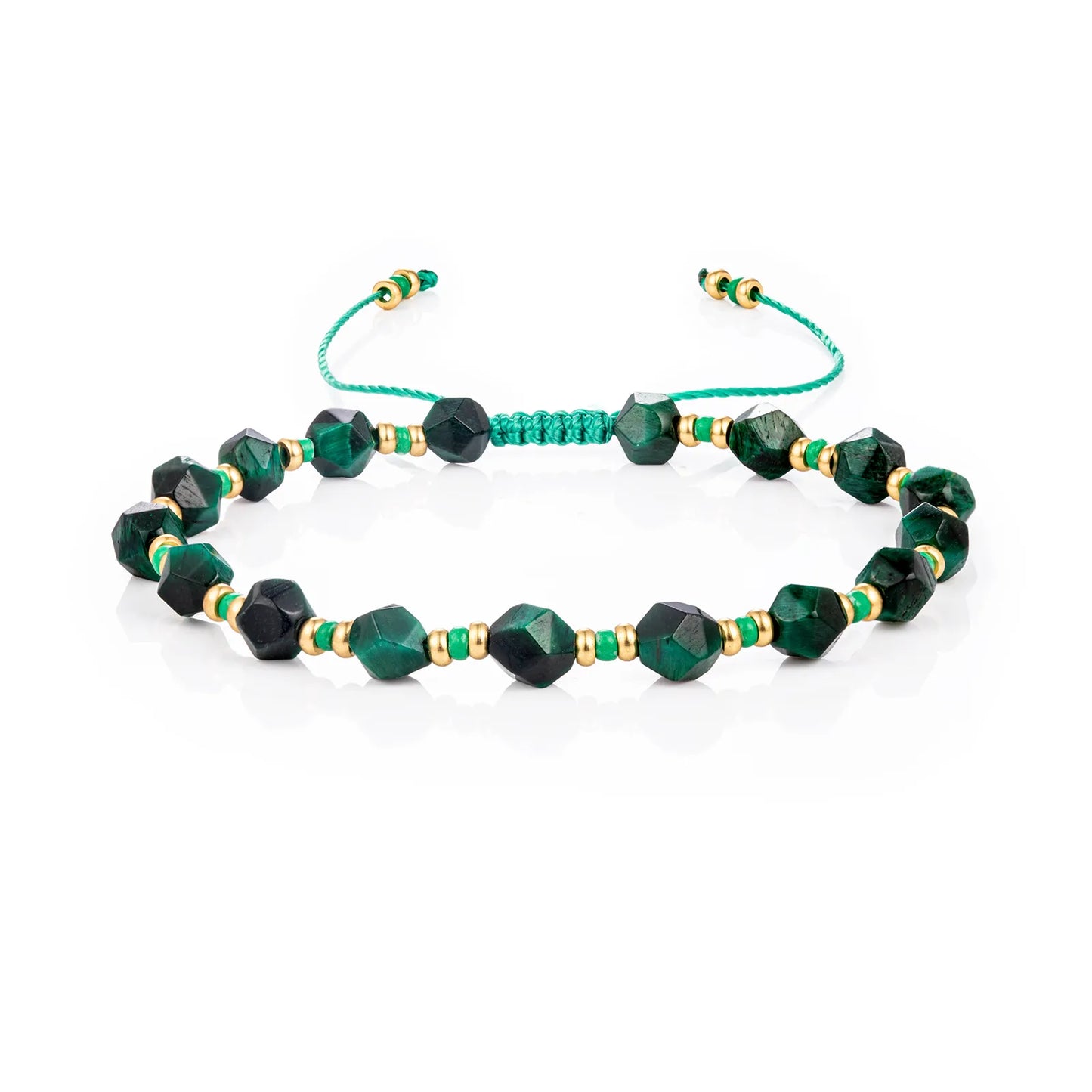 Ajatine green braided beaded bracelet, handmade, adjustable
