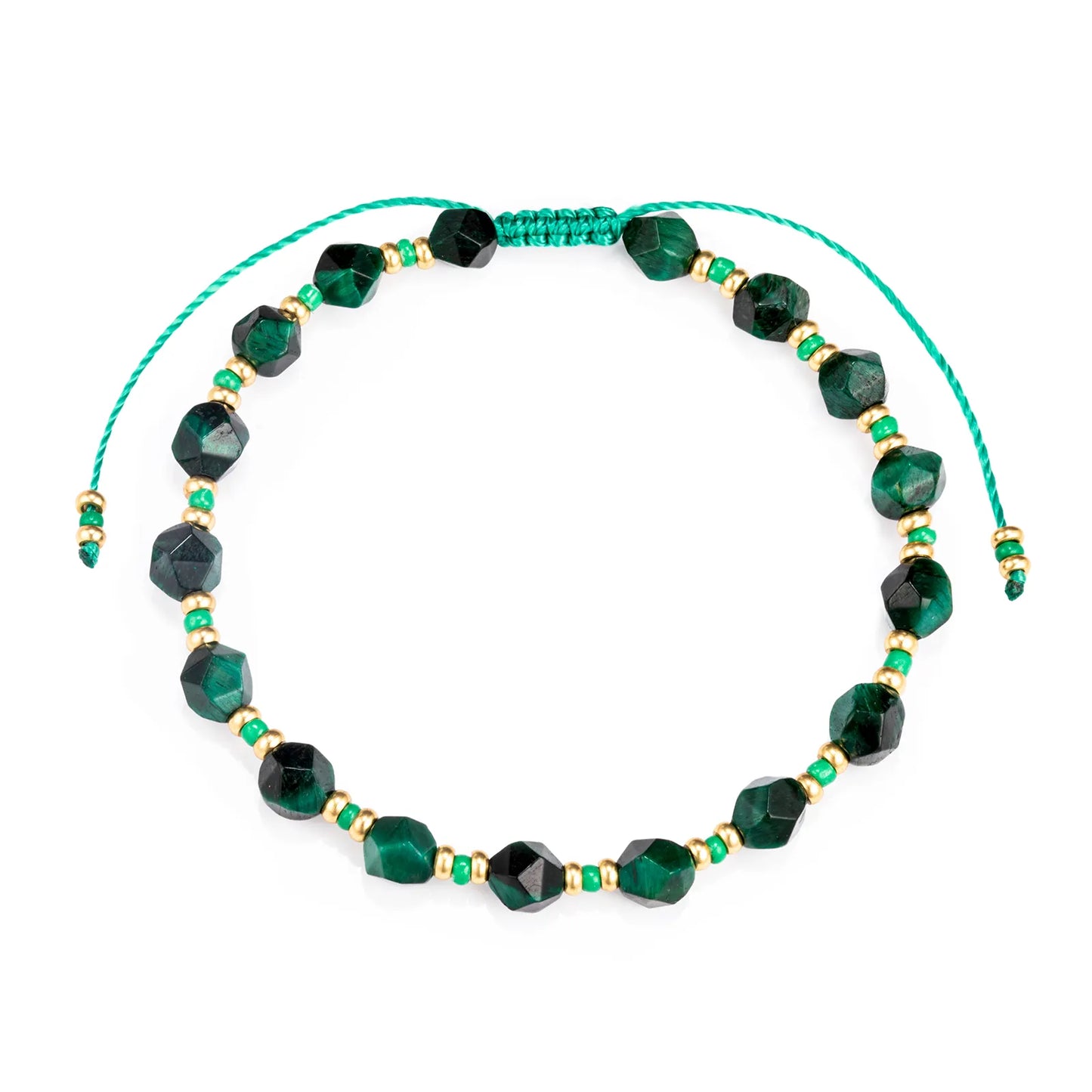 Ajatine green braided beaded bracelet, handmade, adjustable