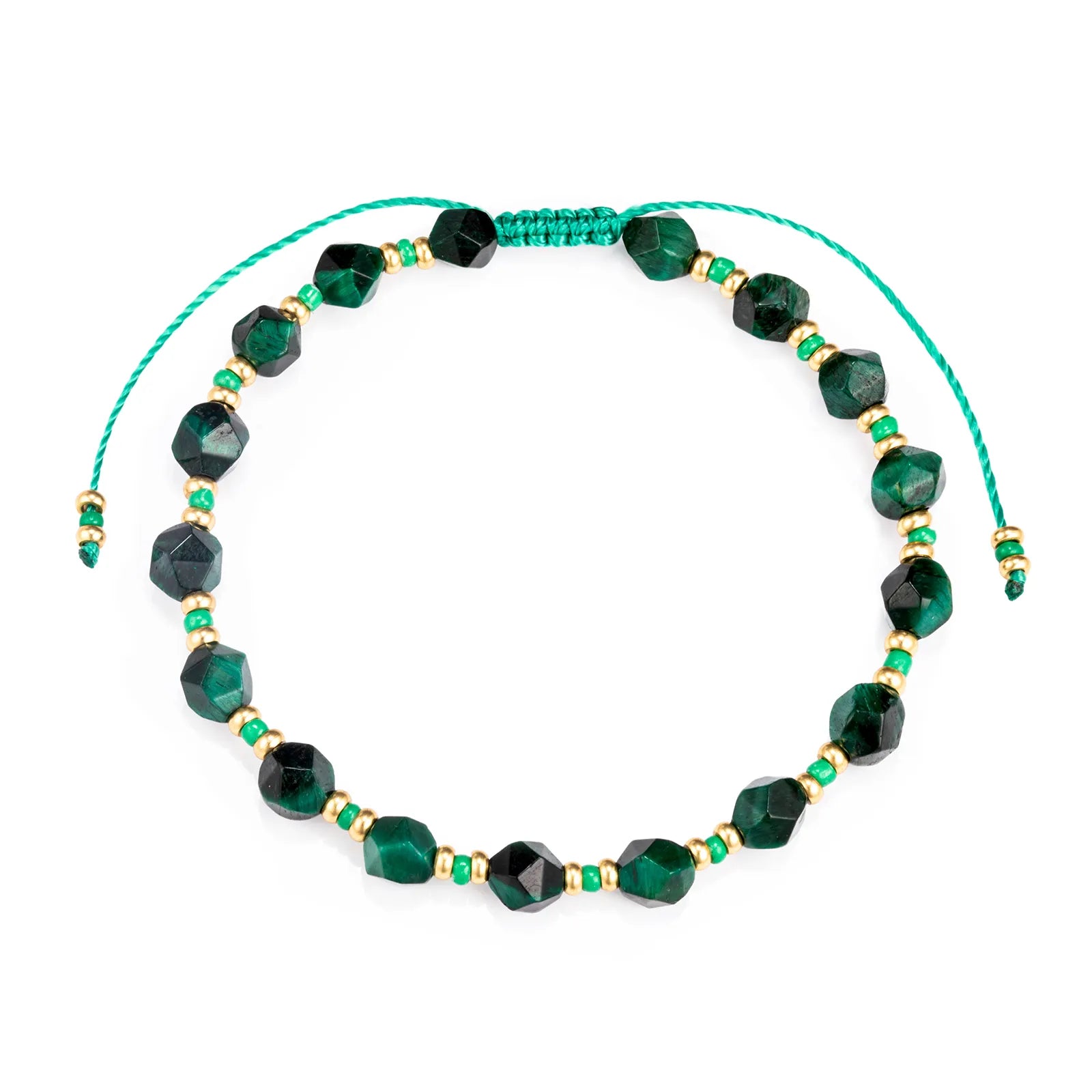 Ajatine green braided beaded bracelet, handmade, adjustable