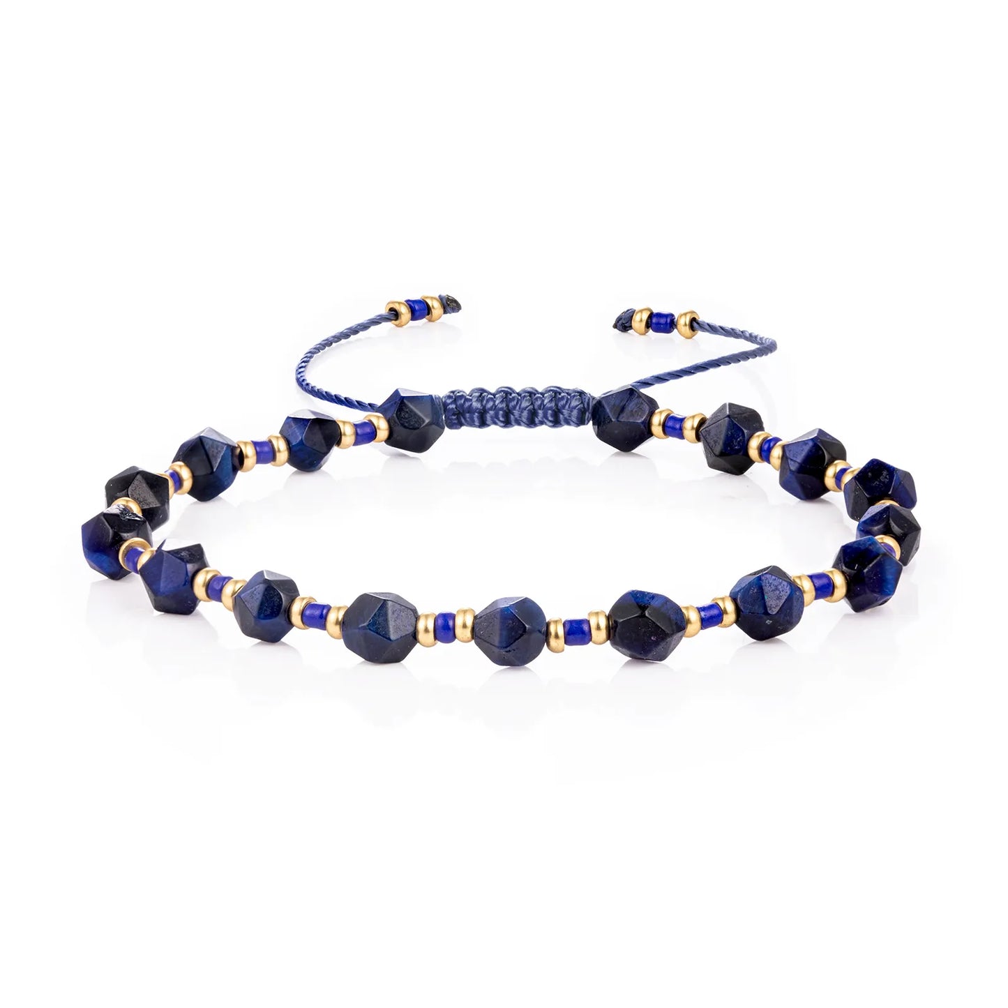 Ajatine blue braided beaded bracelet, handmade, adjustable