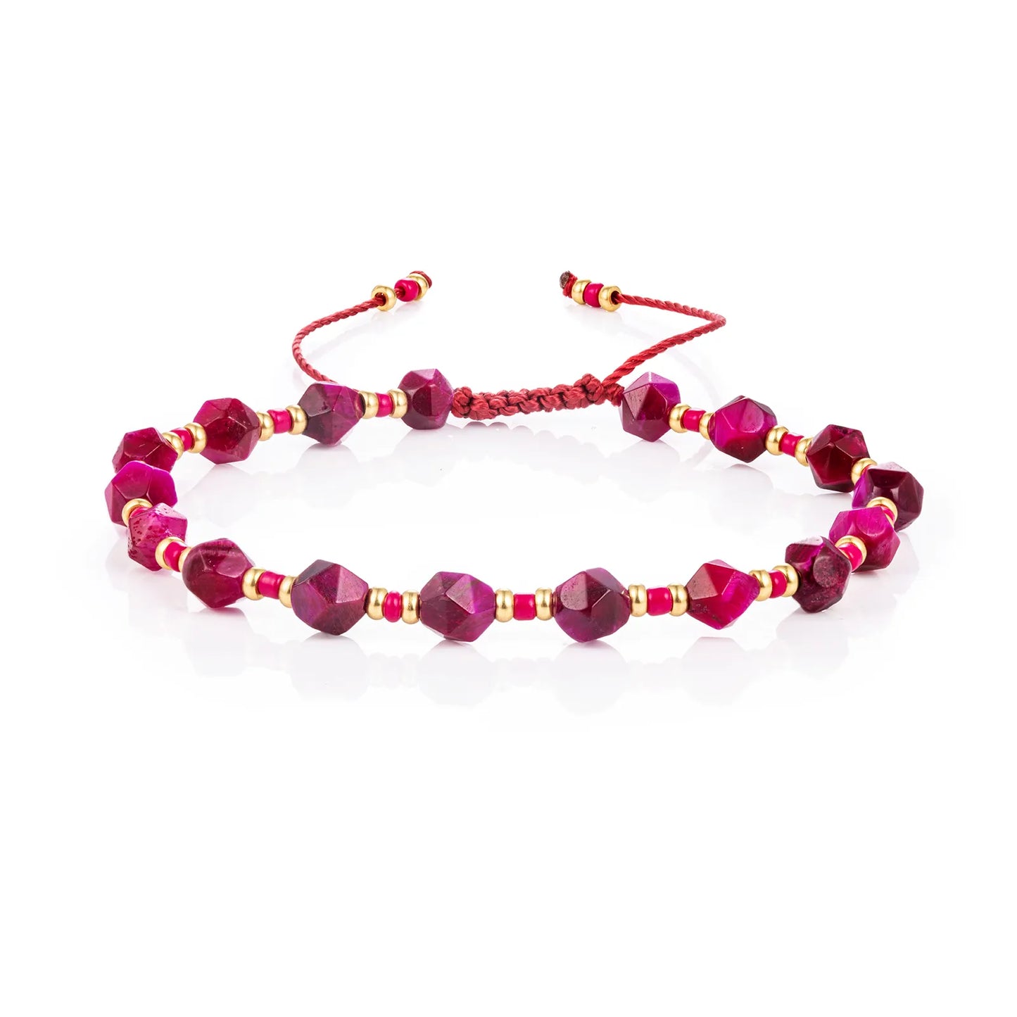 Ajatine pink braided beaded bracelet, handmade, adjustable