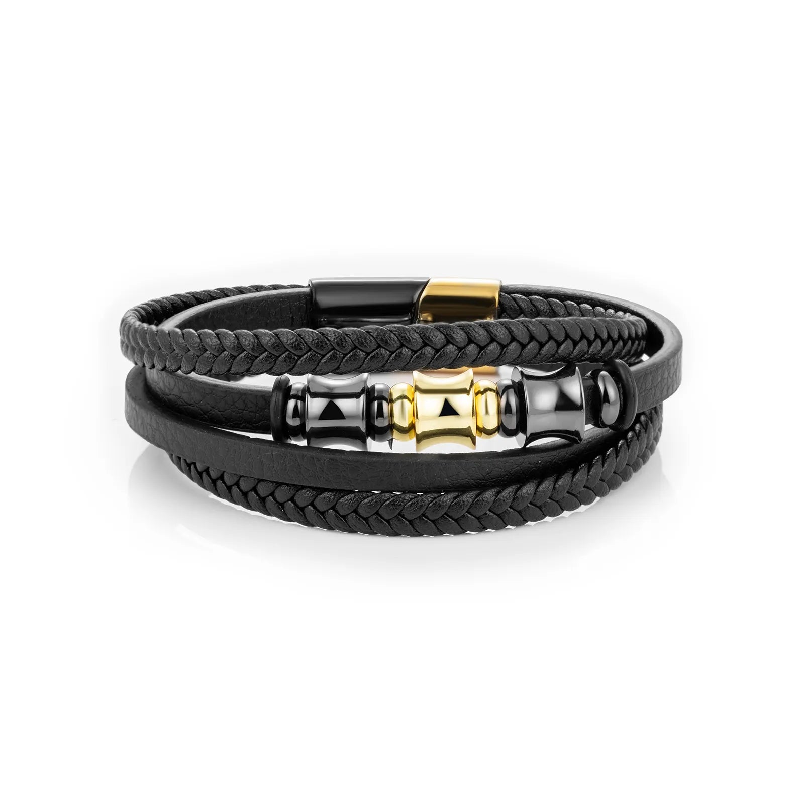 Braided Leather Bracelet with Beaded