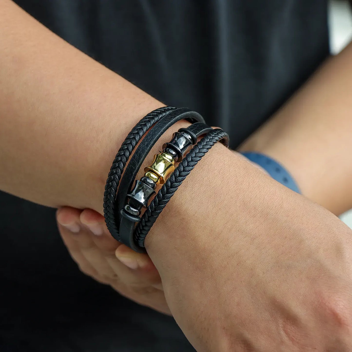 Multi Layer Braided Leather Bracelet for Men Daily Wear