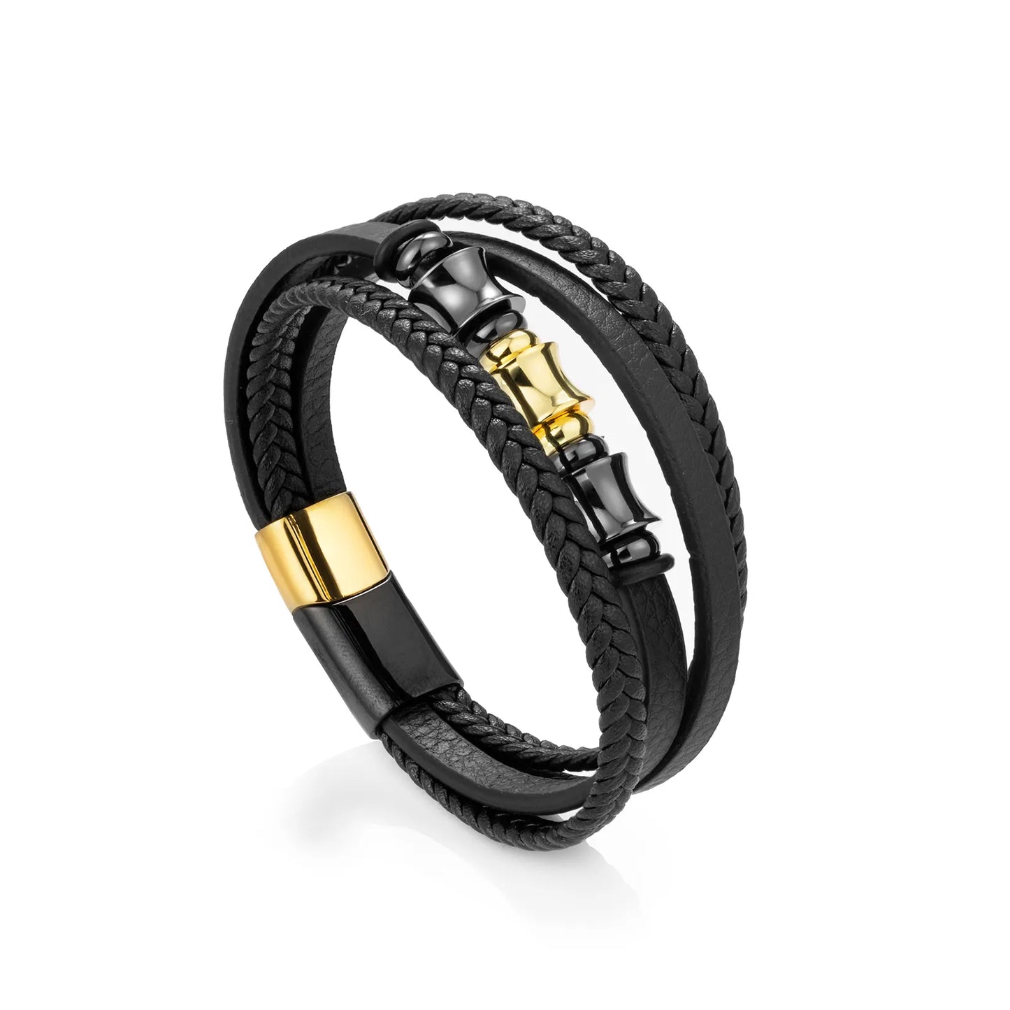 Braided Leather Bracelet with Beaded