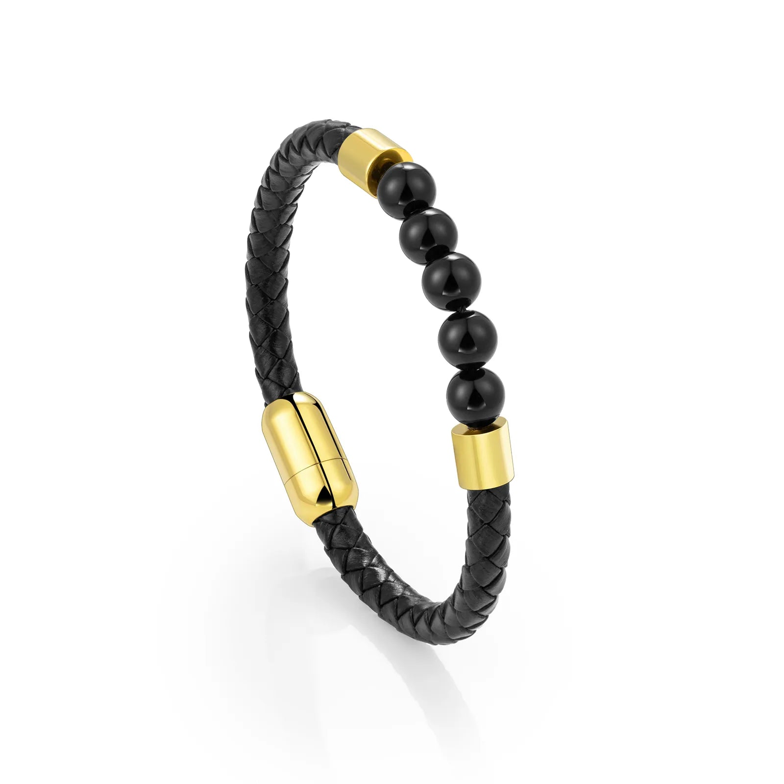Natural Stone Braided Leather Bracelet for Men