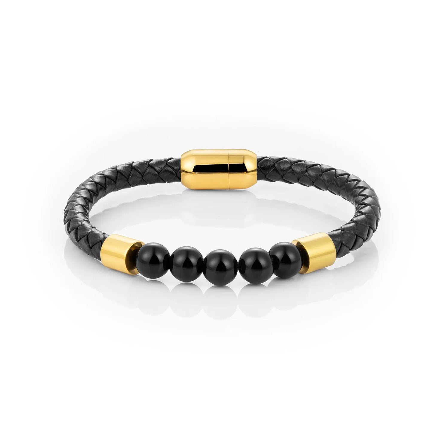 Natural Stone Braided Leather Bracelet for Men
