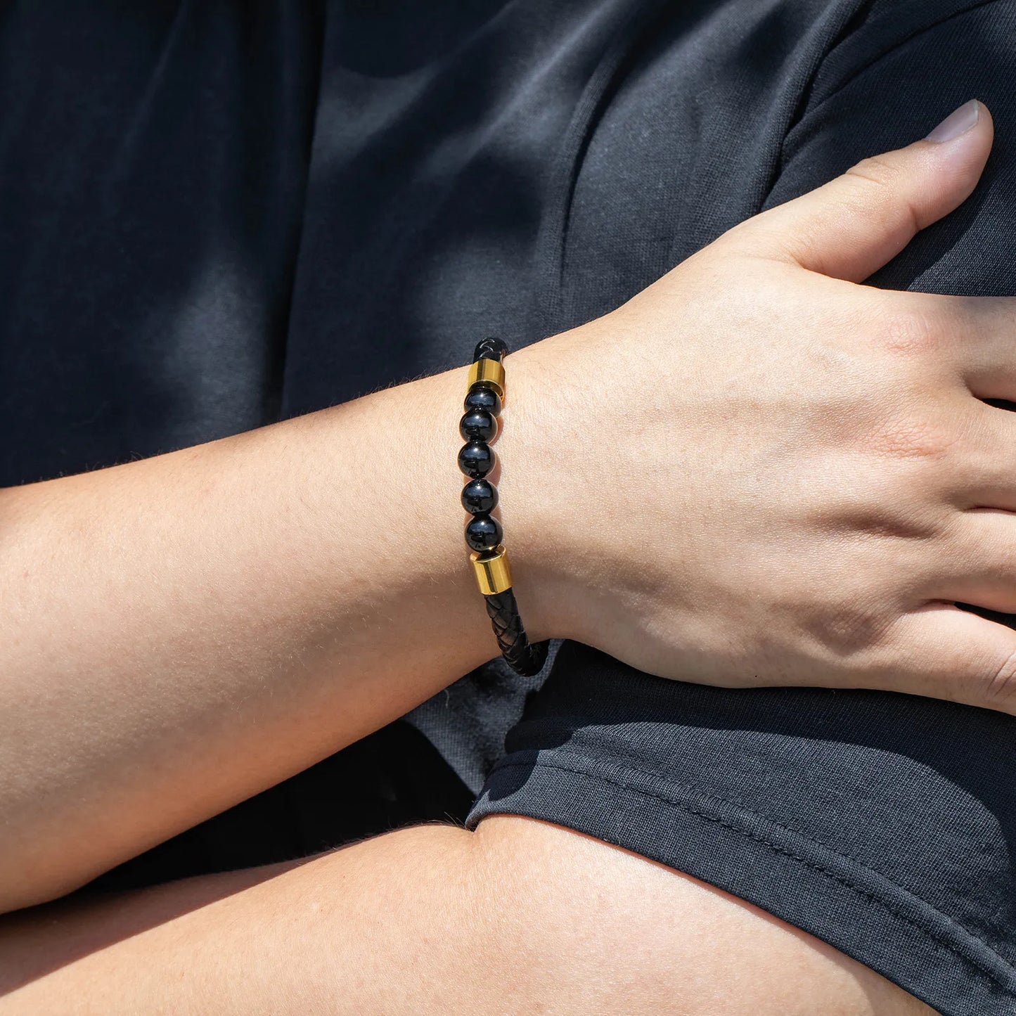 Natural Stone Braided Leather Bracelet for Men