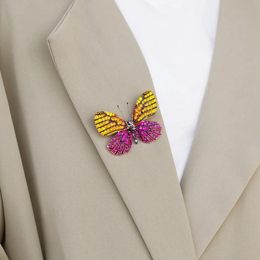 Butterfly Brooch Elegant Crystal Lapel Pin for Women