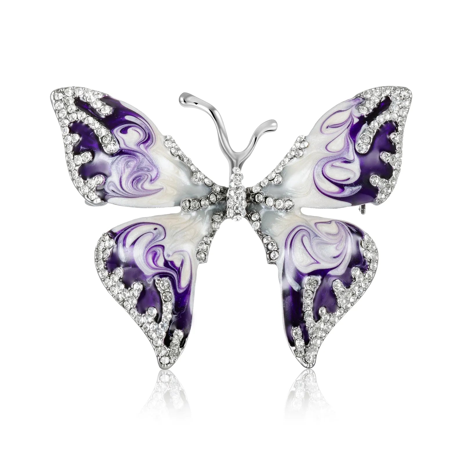 Butterfly Brooch Pin Purple Crystal Insect Jewelry