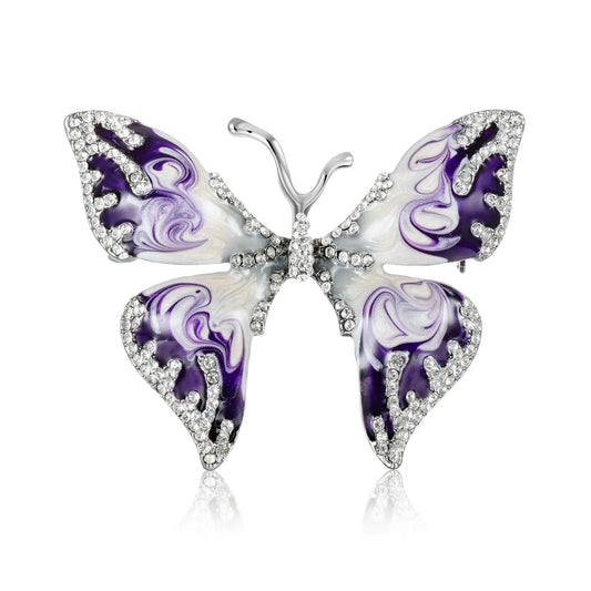 Butterfly Brooch Pin Purple Crystal Insect Jewelry