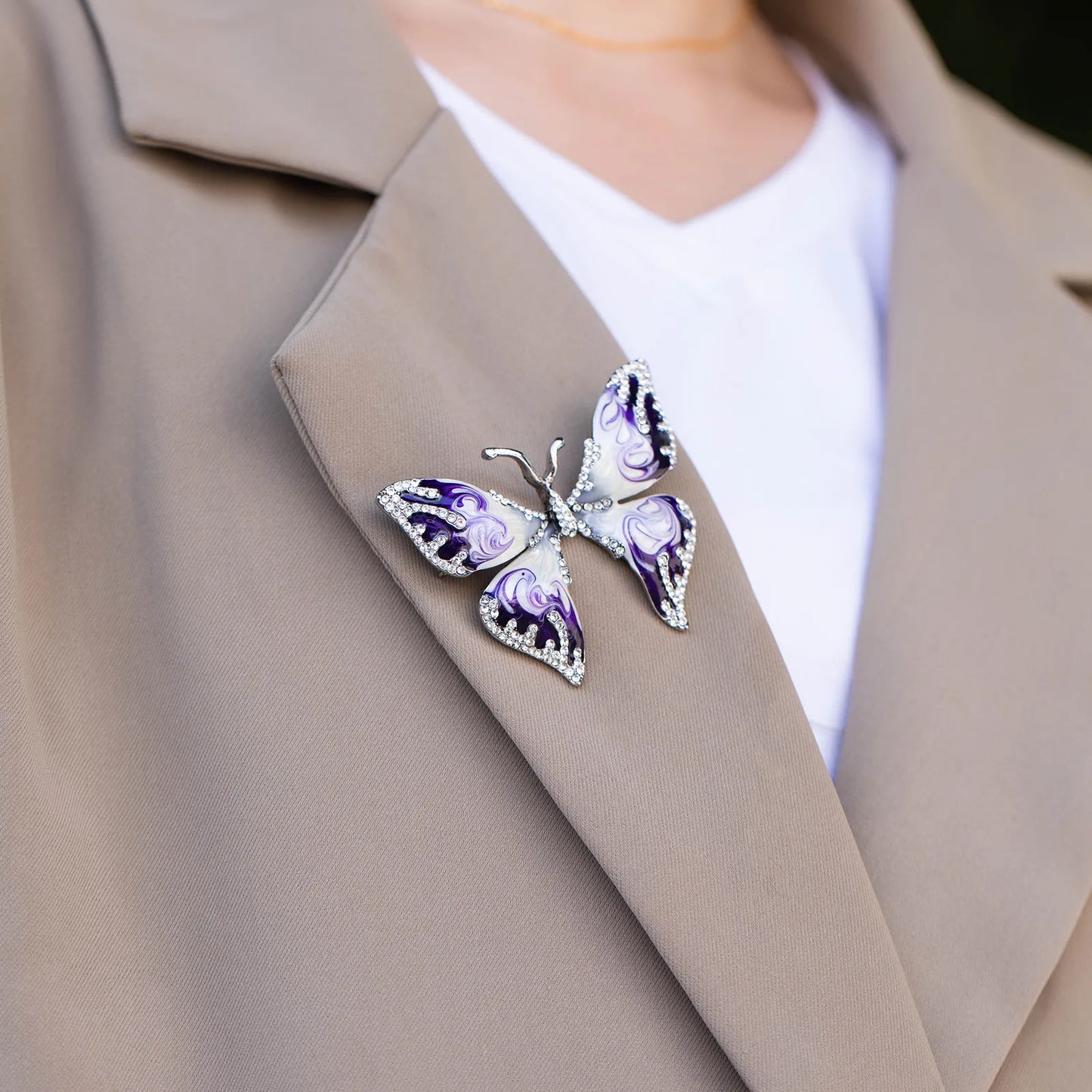 Butterfly Brooch Pin Purple Crystal Insect Jewelry