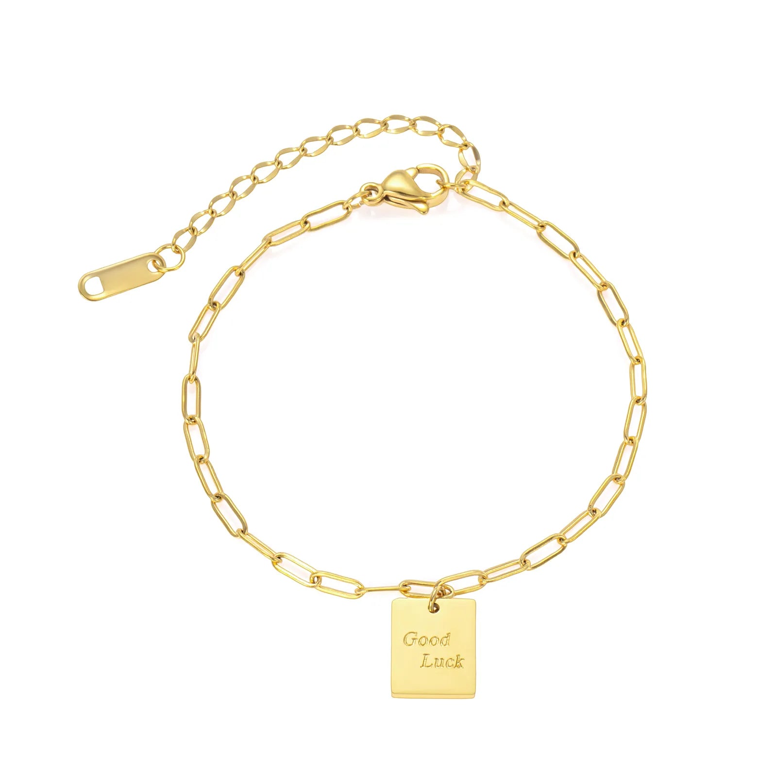 Chain Bracelet with Gold Tone Good Luck Charm