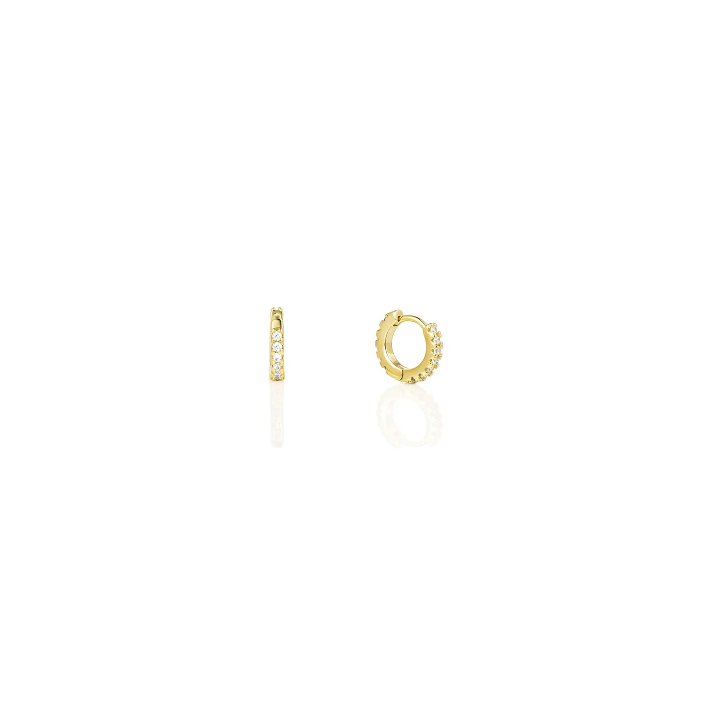 Ajatine chic gold hoop earrings with sparkling cubic zirconia stones, showcasing a delicate and stylish design for daily wear, catching light beautifully