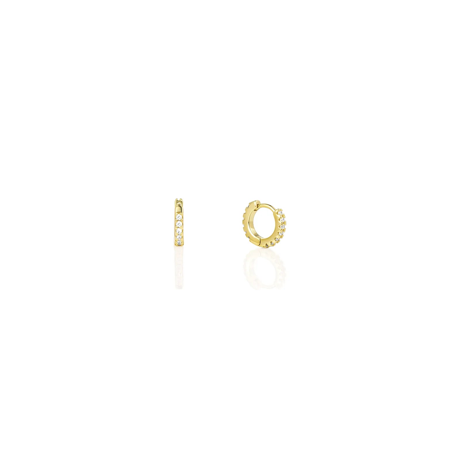 Ajatine chic gold hoop earrings with sparkling cubic zirconia stones, showcasing a delicate and stylish design for daily wear, catching light beautifully