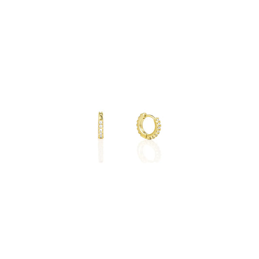Ajatine chic gold hoop earrings with sparkling cubic zirconia stones, showcasing a delicate and stylish design for daily wear, catching light beautifully