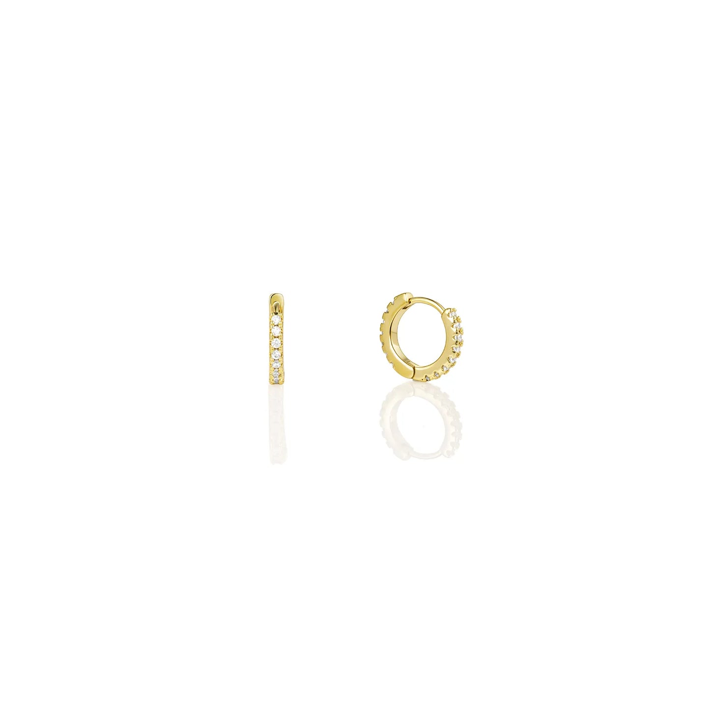 Ajatine chic gold hoop earrings with sparkling cubic zirconia stones, showcasing a delicate and stylish design for daily wear, catching light beautifully