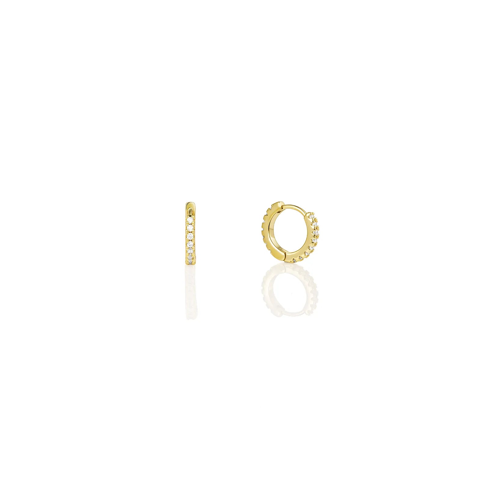 Ajatine chic gold hoop earrings with sparkling cubic zirconia stones, showcasing a delicate and stylish design for daily wear, catching light beautifully