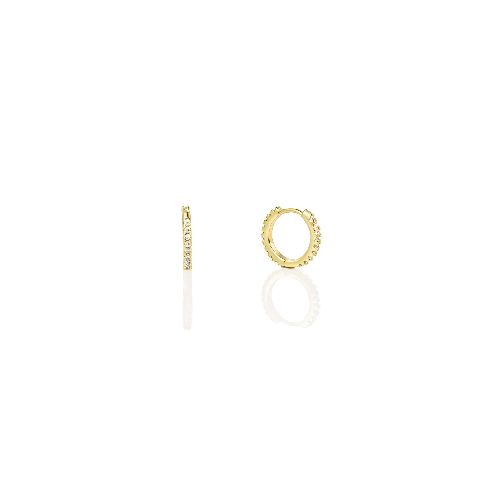 Ajatine chic gold hoop earrings with sparkling cubic zirconia stones, showcasing a delicate and stylish design for daily wear, catching light beautifully