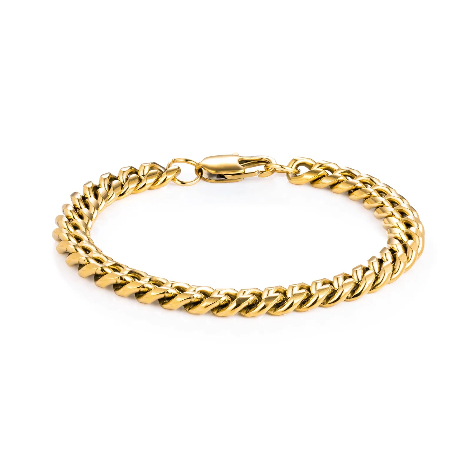 Ajatine gold Cuban link bracelet, classic trendy chunky chain jewelry