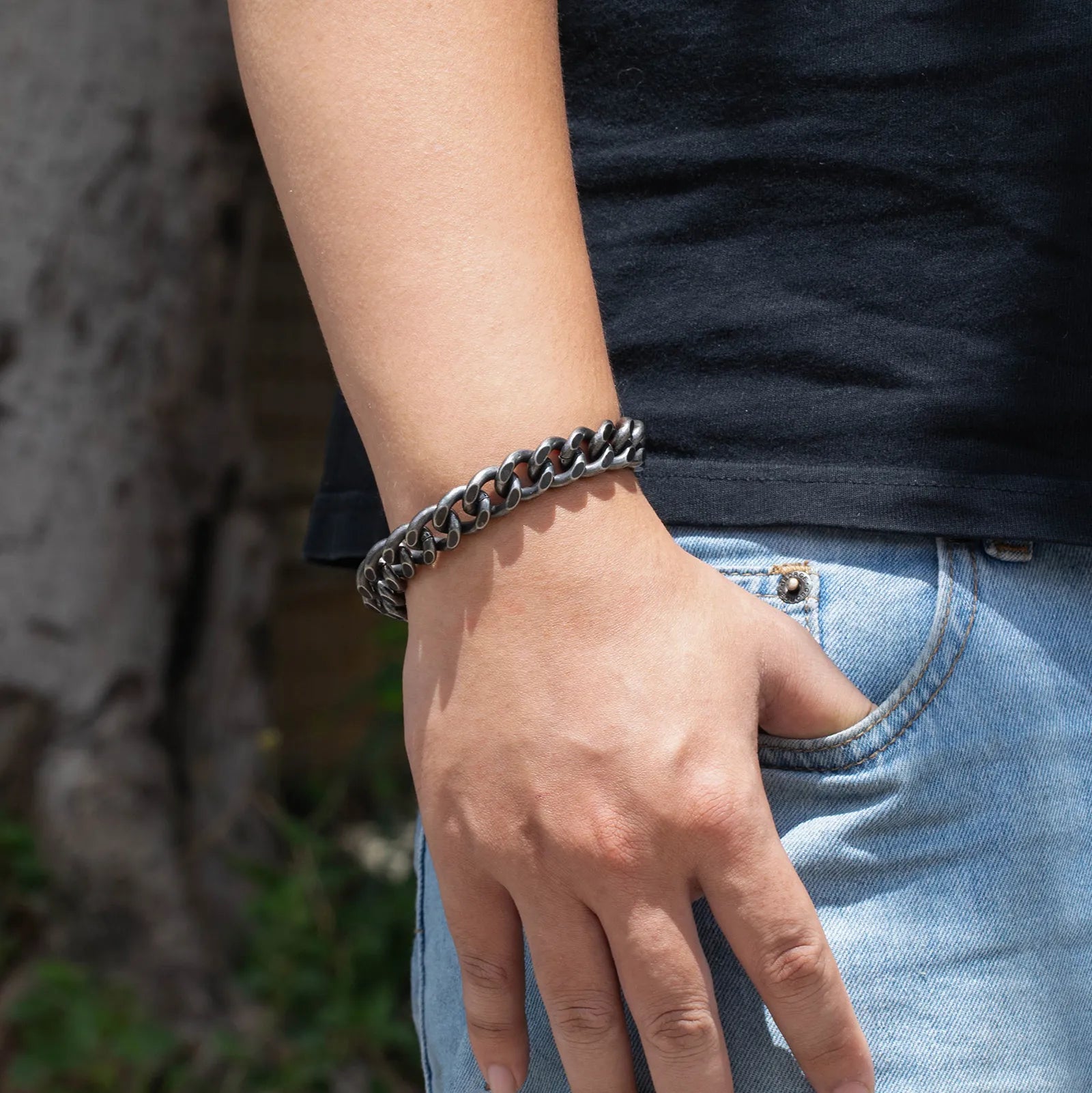 Ajatine Men's Vintage Curb Chain Bracelet, Vintage Designs