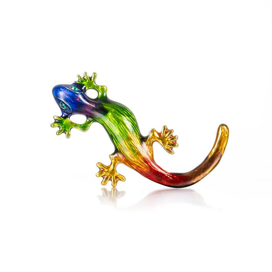 Colorful Gecko Brooch Pin Rainbow Chameleon Design for Women