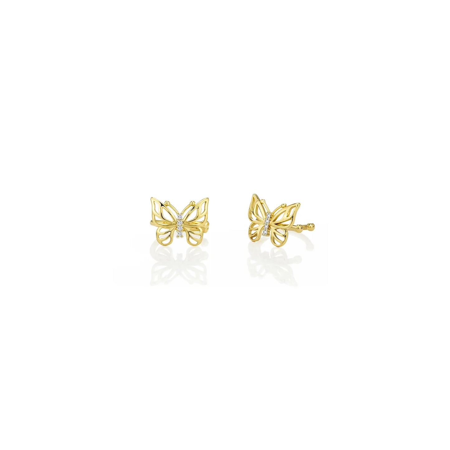 Ajatine gold butterfly clip on earrings with zircon, delicate and elegant