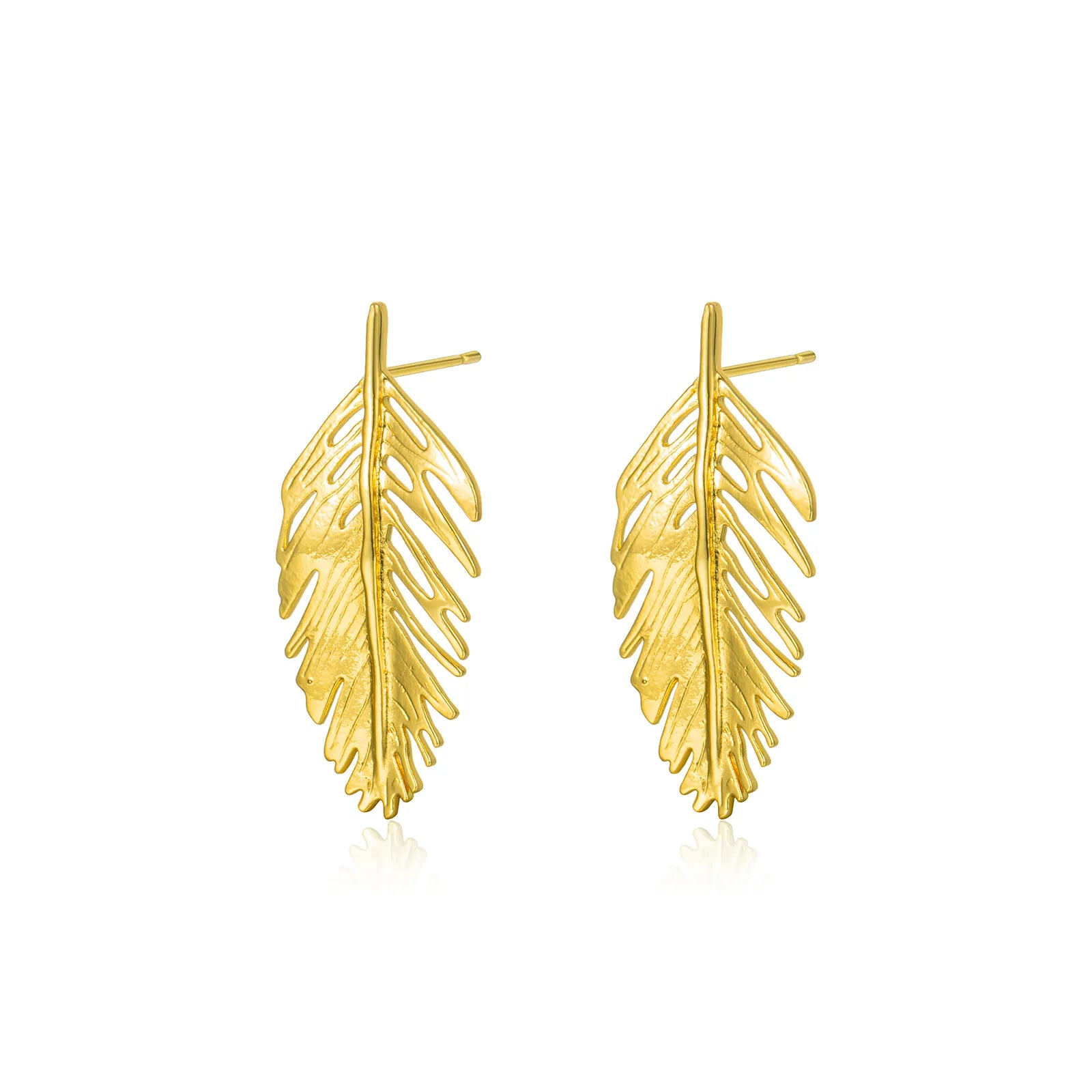 Ajatine gold feather earrings are perfect for adding elegance to a woman's fashionable outfit.