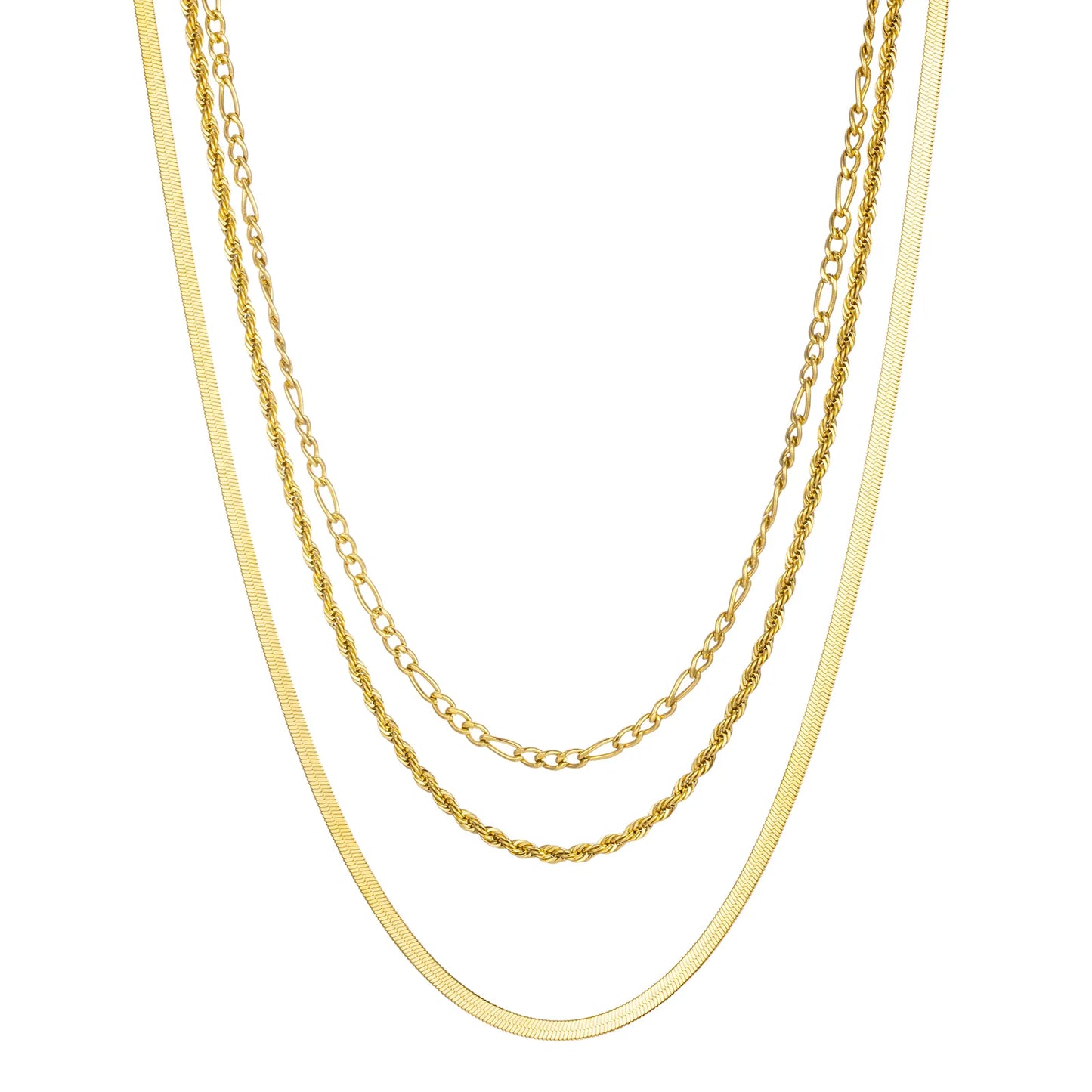 Ajatine layered chain necklace in gold, multi - chain stacked choker for women