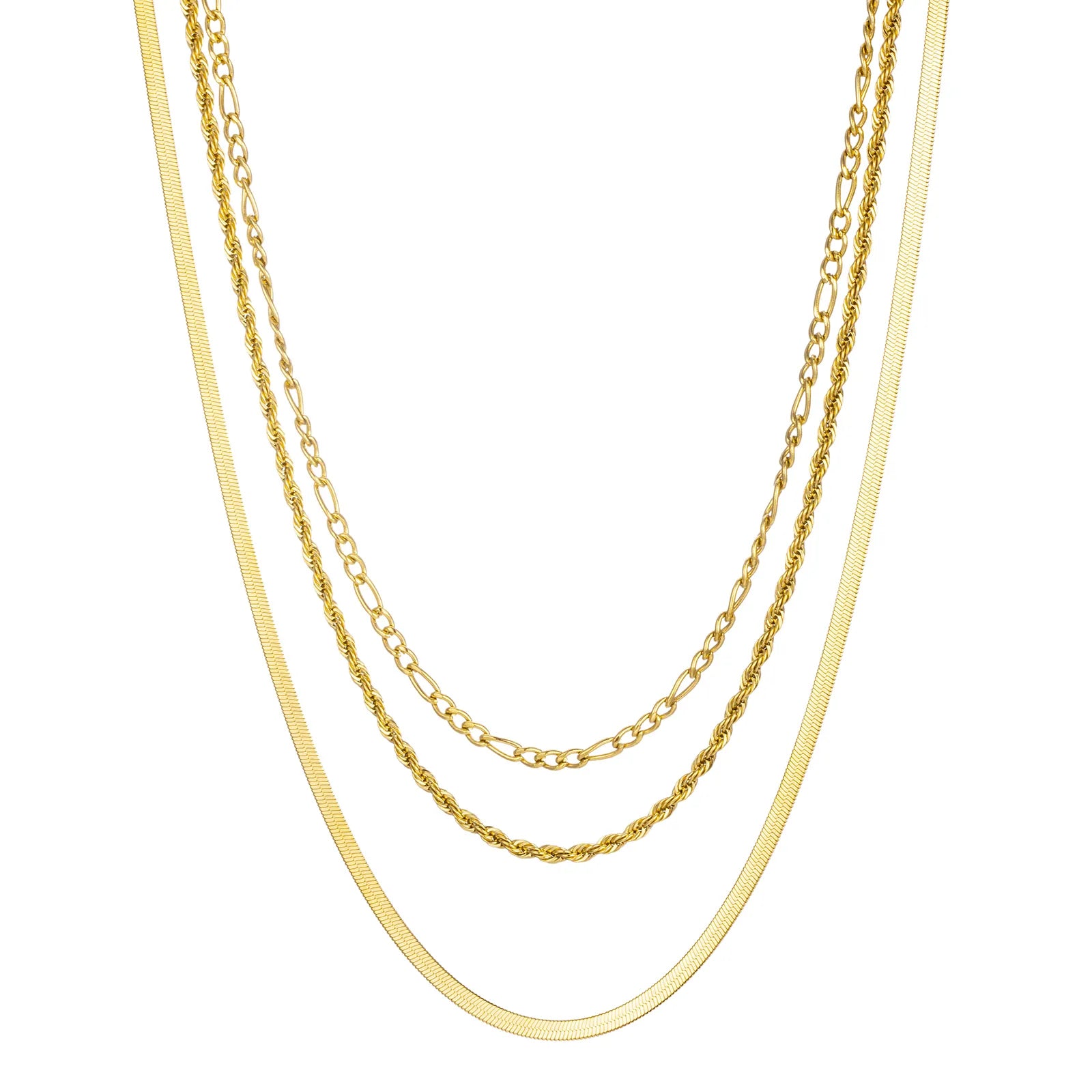 Ajatine layered chain necklace in gold, multi - chain stacked choker for women