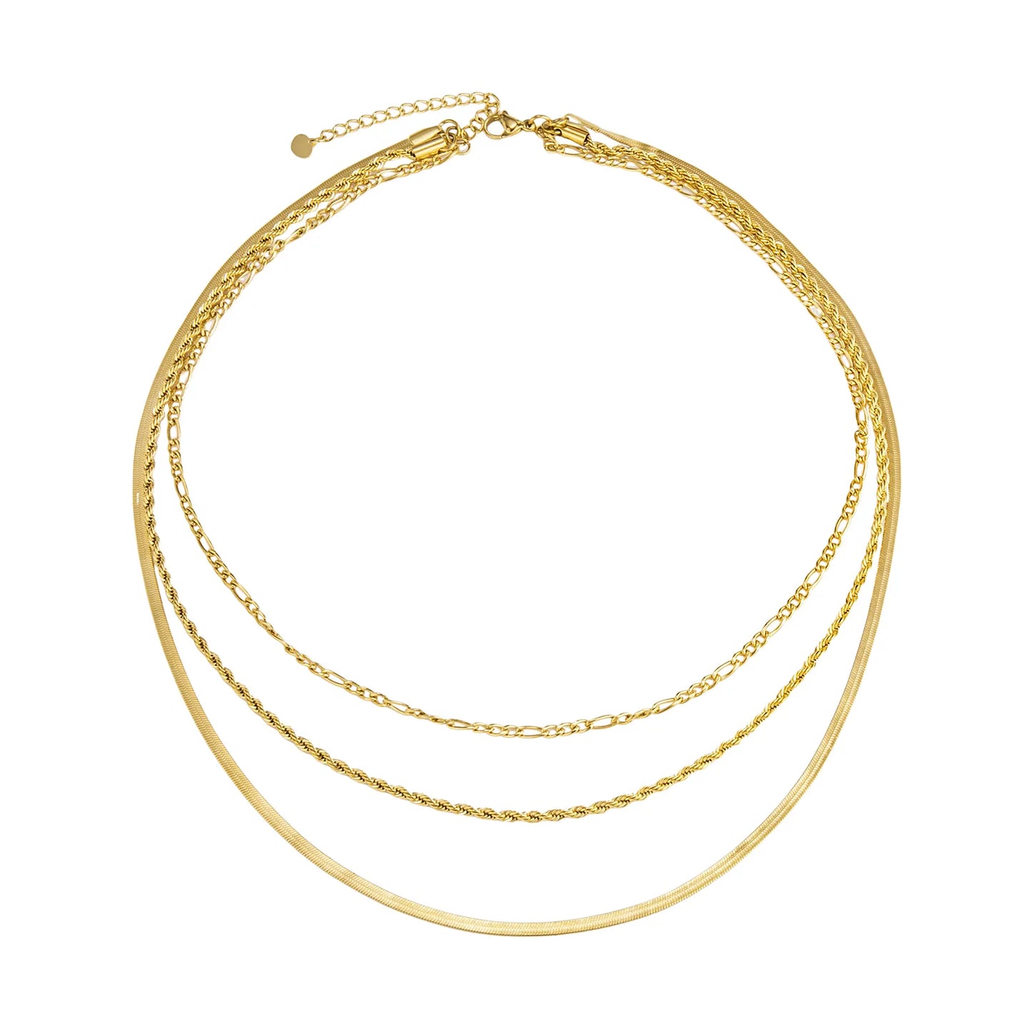 Ajatine layered chain necklace in gold, multi - chain stacked choker for women