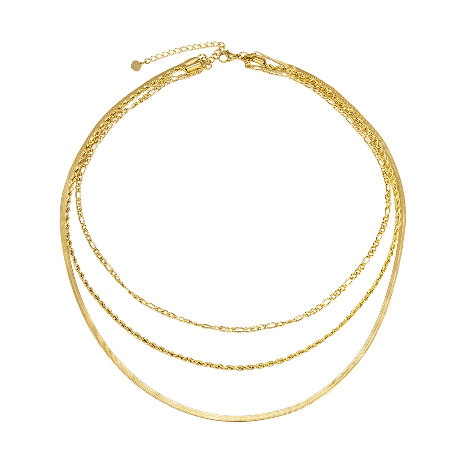 Ajatine layered chain necklace in gold, multi - chain stacked choker for women