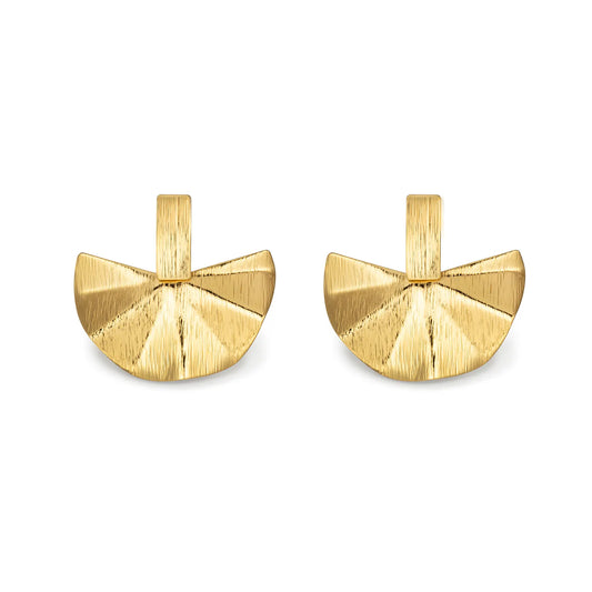 Drop Earrings with Gold Tone Half Circle Design