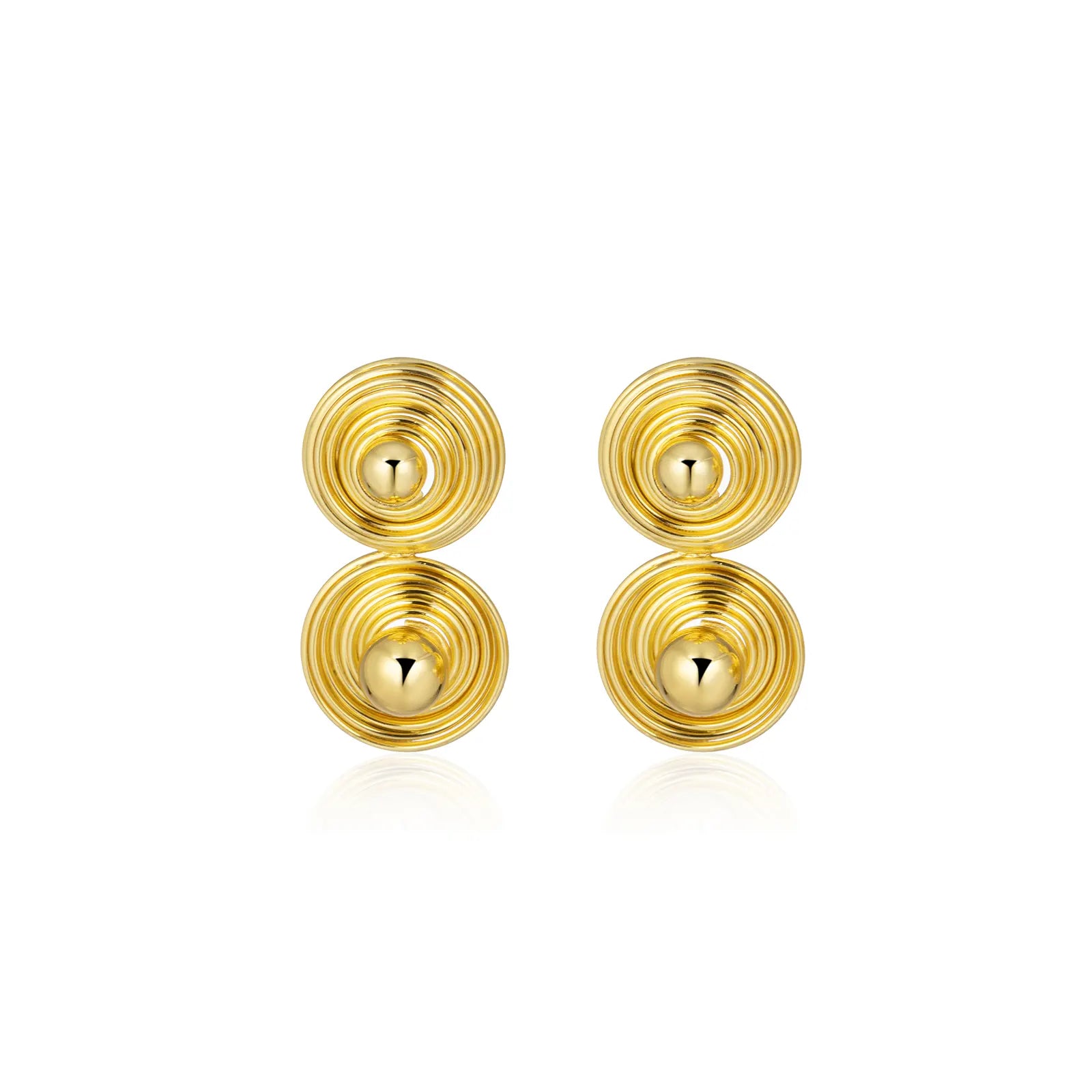 Drop Earrings with Gold Tone Round Spiral Design