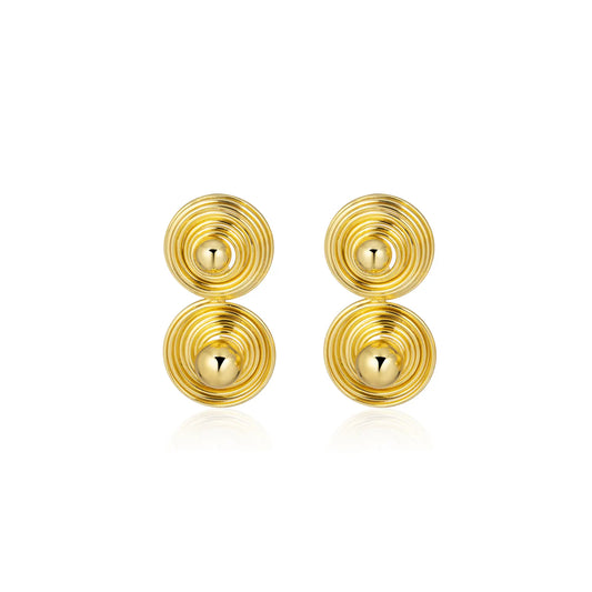 Drop Earrings with Gold Tone Round Spiral Design