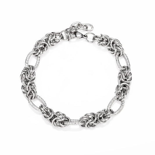 Ajatine silver interlinked chain bracelet, fashion jewelry for daily and party wear