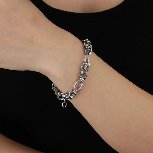 Ajatine silver interlinked chain bracelet, fashion jewelry for daily and party wear