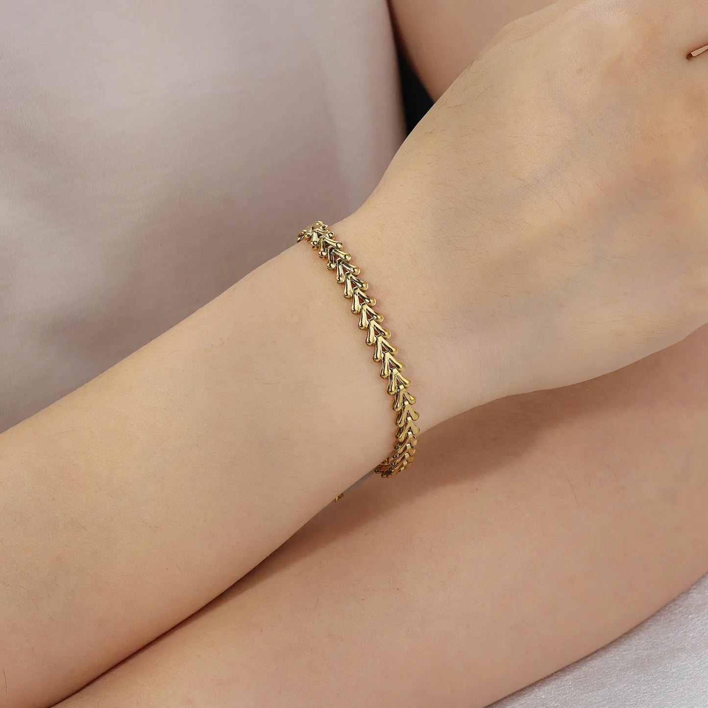 Gold adjustable bracelet, trendy chic jewelry for style.