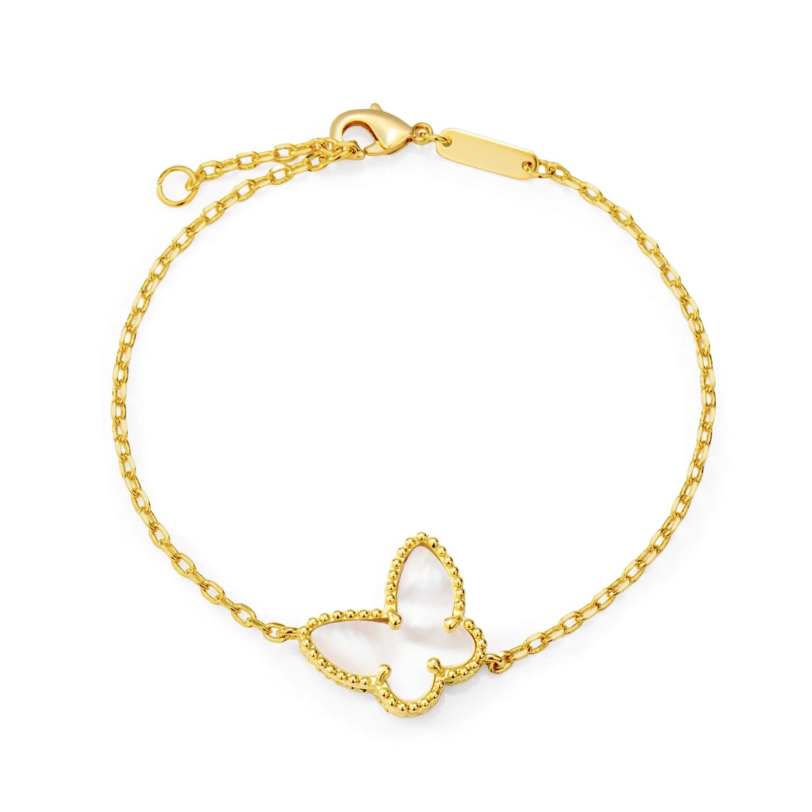 Ajatine gold butterfly bracelet with pearl, elegant jewelry for daily wear
