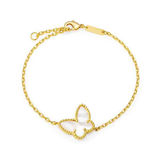 Ajatine gold butterfly bracelet with pearl, elegant jewelry for daily wear
