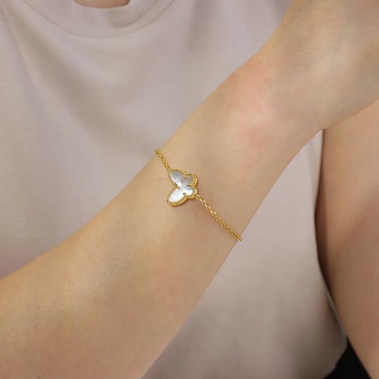 Ajatine gold butterfly bracelet with pearl, elegant jewelry for daily wear